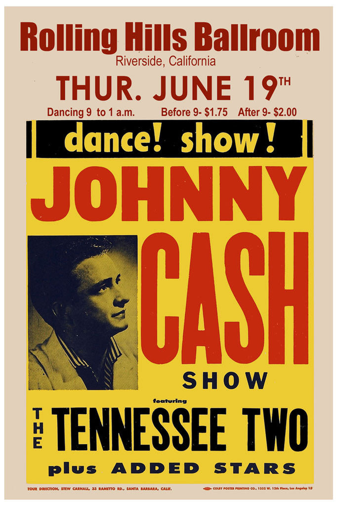 Johnny Cash at Rolling Hills Ballroom Concert Poster