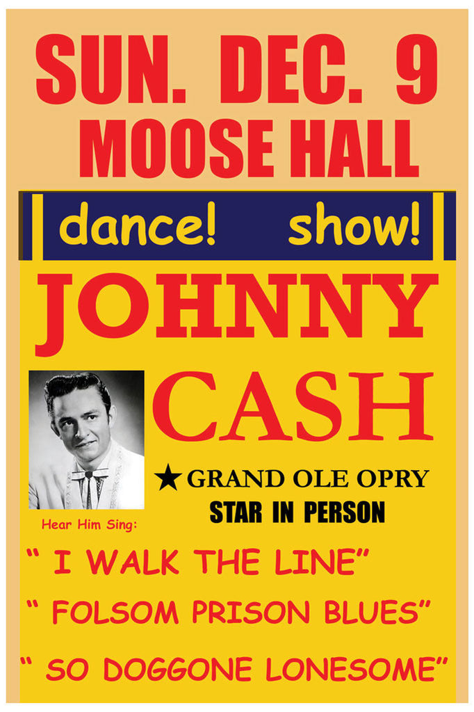 Johnny Cash at the Moose Hall Concert Poster (1956)