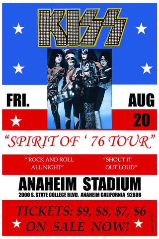 Kiss "Spirit of '76 Tour" Anaheim Poster (1976)