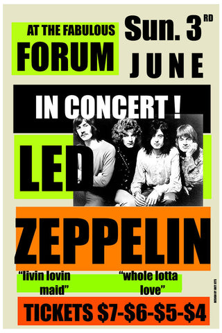 Led Zeppelin LA Concert Poster (1970)