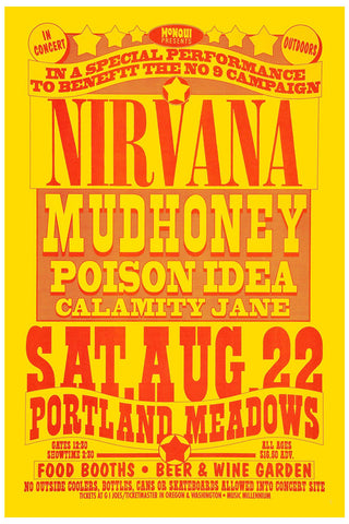 Nirvana & Mudhoney at Portland Concert Poster (1992)